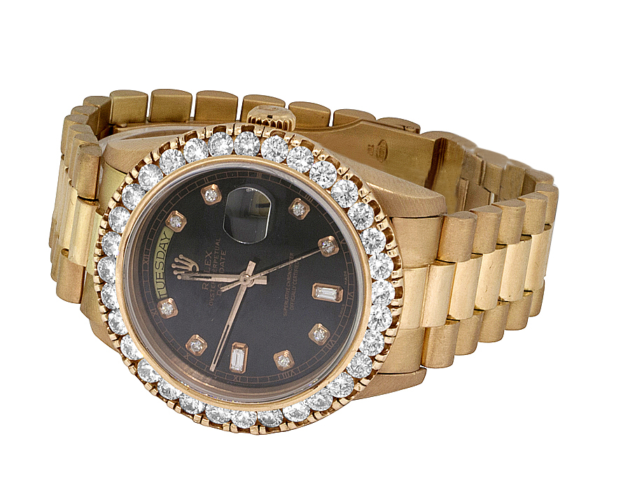 18K Mens Rose Gold Rolex President Day-Date 36MM 18038 Diamond Watch 5 ...