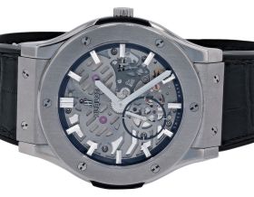 45mm Hublot Titanium Classic Fusion Diamond Watch for Men 3.5ct