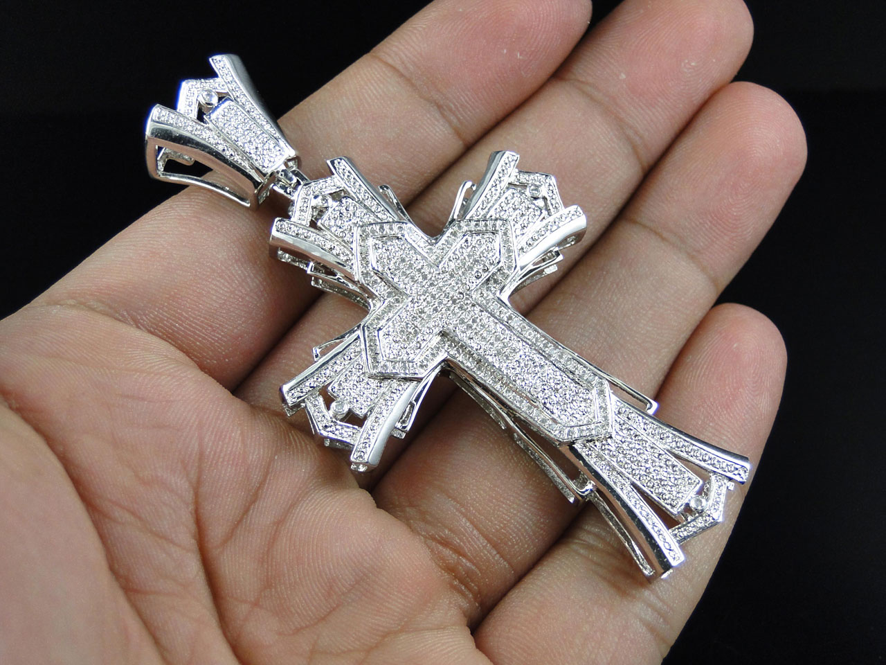 Mens Large Genuine 3 Inch Real Diamond Cross Pendant Charm 1.0 Ct | eBay