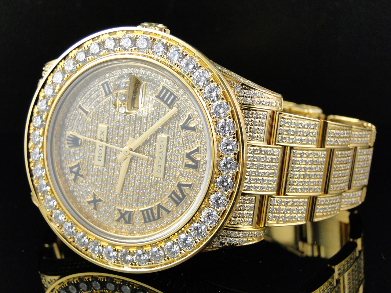 Custom Mens New Yellow Gold Rolex Date Just II 2 With Genuine Diamonds ...