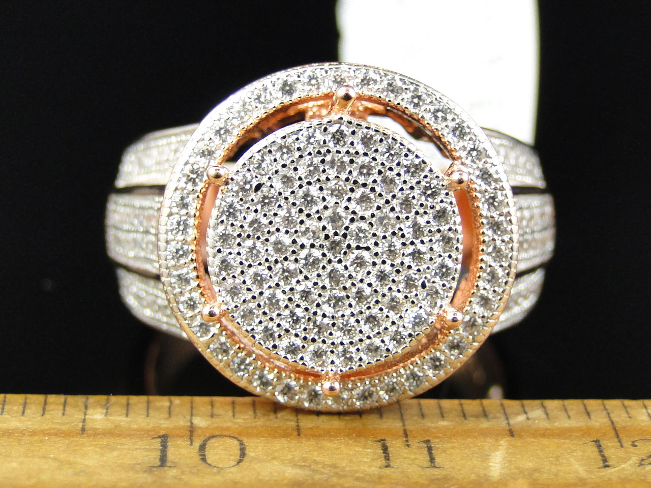 Details about Mens New Icy Rose Gold Finish Sterling Silver .925 Lab ...