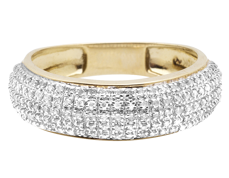 10k Yellow Gold Men's 7mm Pave Geniune Diamond Dome Wedding Band Ring 0 ...