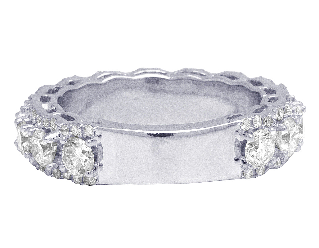 Real diamond Solitaire 15 Ptr Eternity Ring Band In 14K White Gold 3 2/