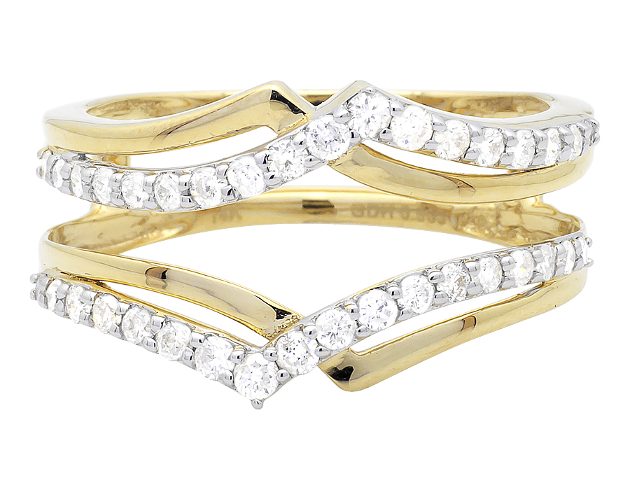 14k Yellow Gold Diamond Engagement Wedding Jacket Ring Guard Wrap ...