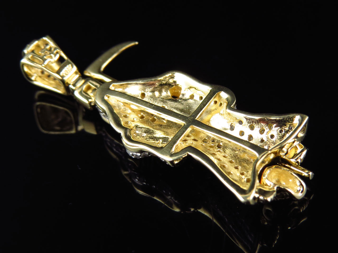New 10K Yellow Gold Genuine Diamond 3D Grim Reaper Charm Pendant (0 ...