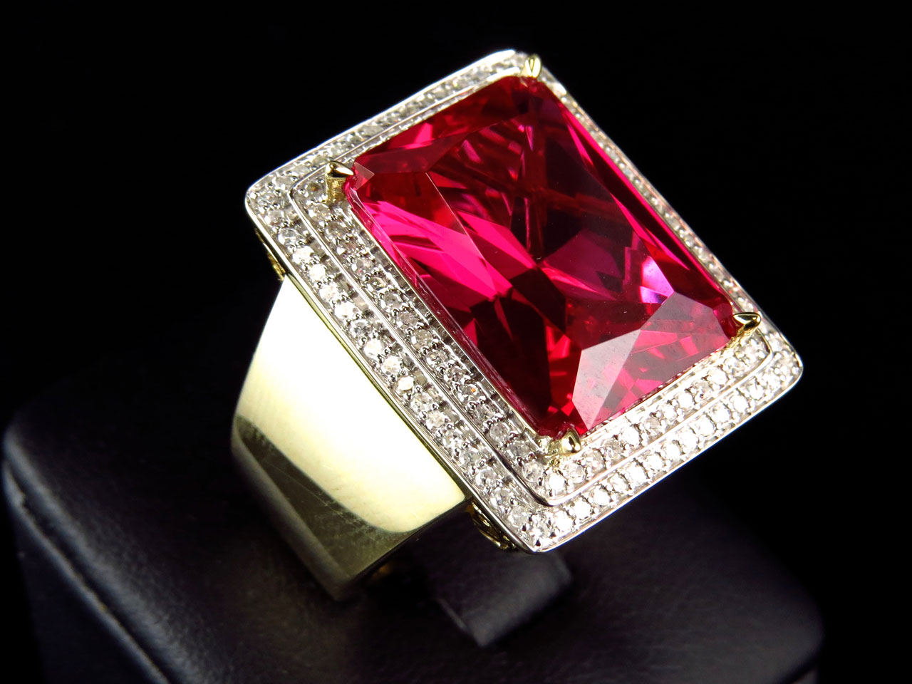... Finish Mens Genuine Diamond Bezel Gemstone Ruby Pinky Ring (1.0 Ct