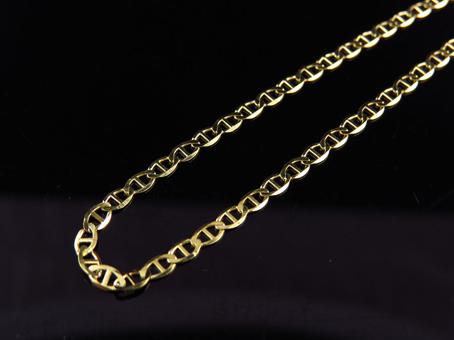 Men's 10K Solid Yellow Gold 2.5MM Flat Mariner Link Style Chain 16-24 ...