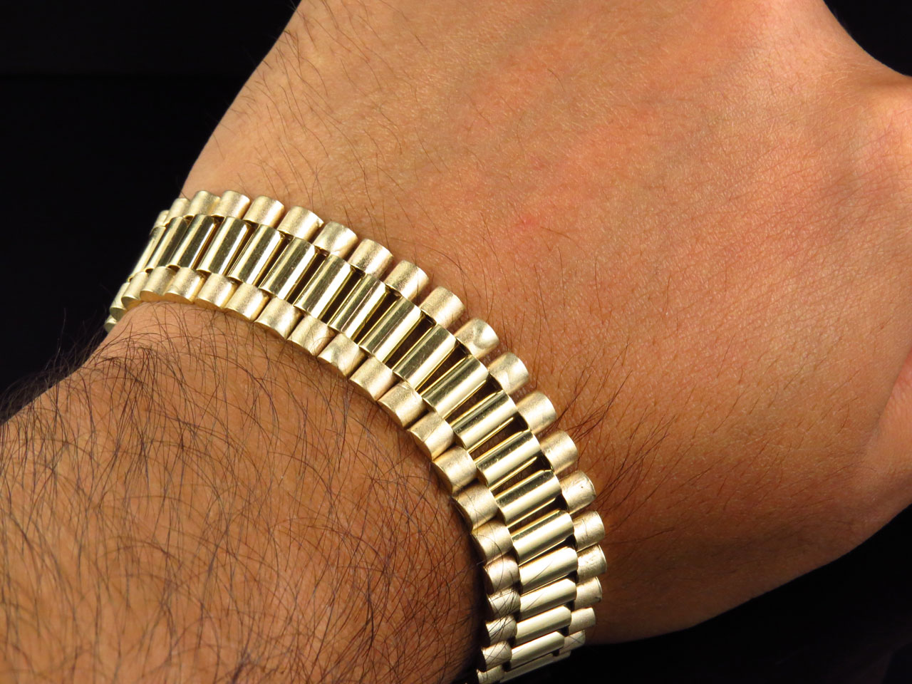 Mens 10K Yellow Gold Solid Link Designer 8 Inch Bracelet (16 MM ...