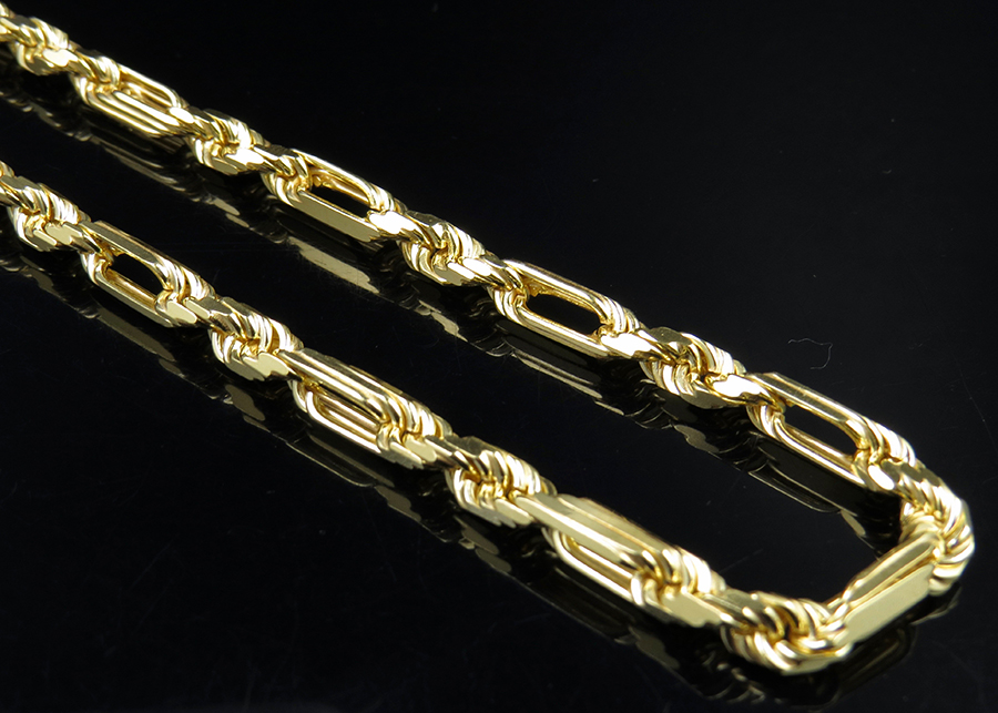 Men's Silver Yellow Gold Finish Rope 