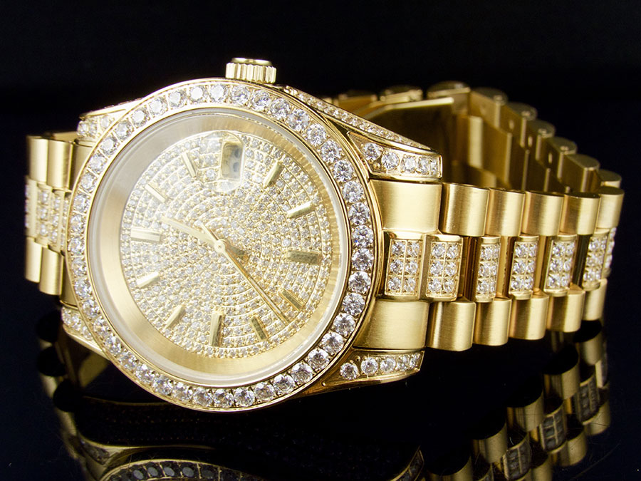mens diamond encrusted watches
