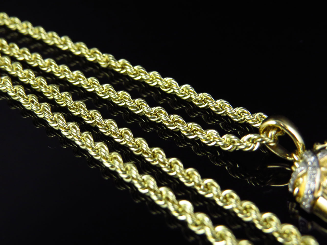 Bonded 1/10th 10K Yellow Gold 2.5 MM Hollow Rope Chain Necklace 16
