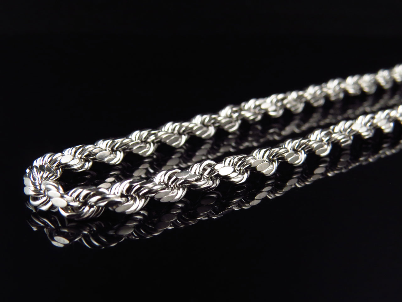 10K White Gold 4MM Hollow Rope Chain Necklace 18-26 Inches | eBay UK