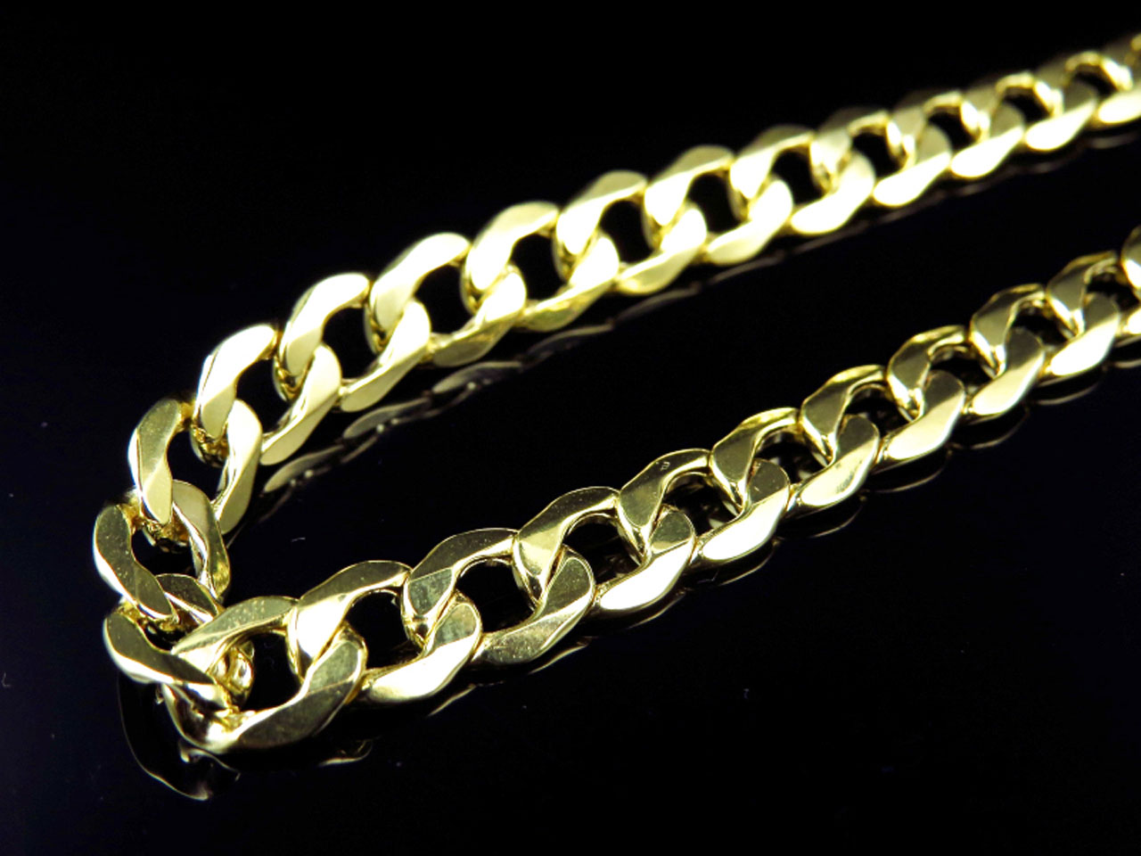 Mens Hollow 10K Yellow Gold 7.5 MM Cuban Curb Link Chain Necklace 24-34 ...