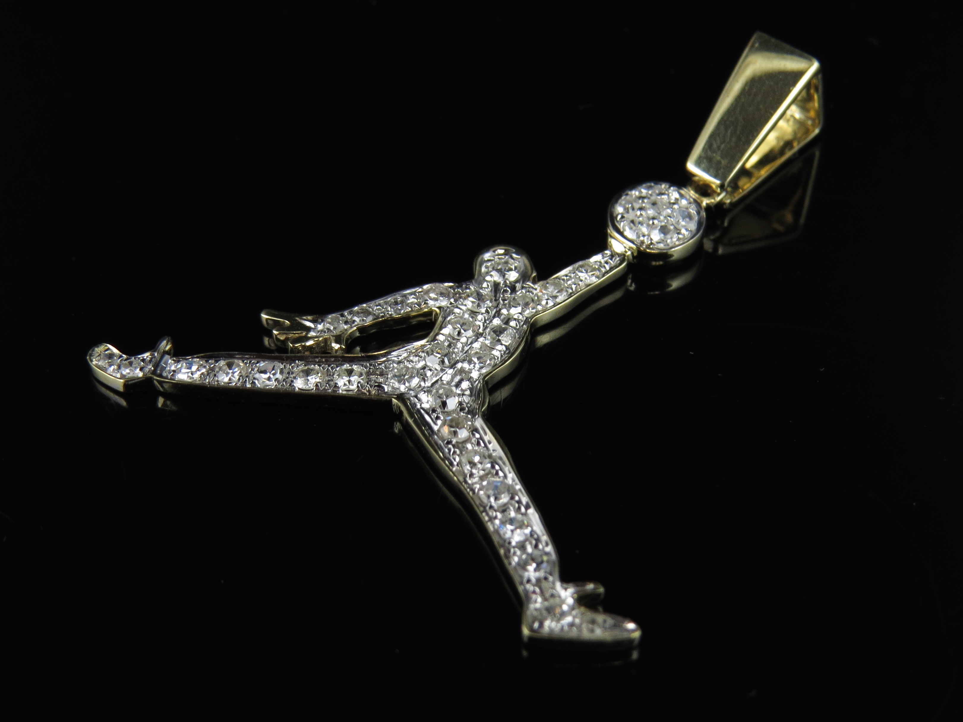 10K Yellow Gold Jumpman Jordan Logo Real Diamond 1.8 Inch Pendant Charm