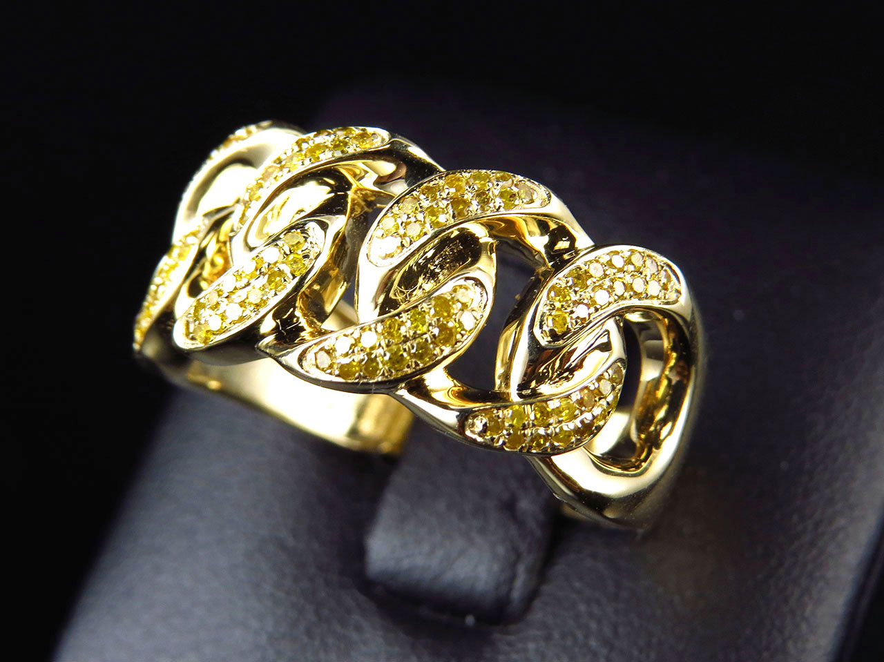 10k Yellow Gold Genuine Canary Diamond Cuban Link Fashion Pinky Ring (0 ...