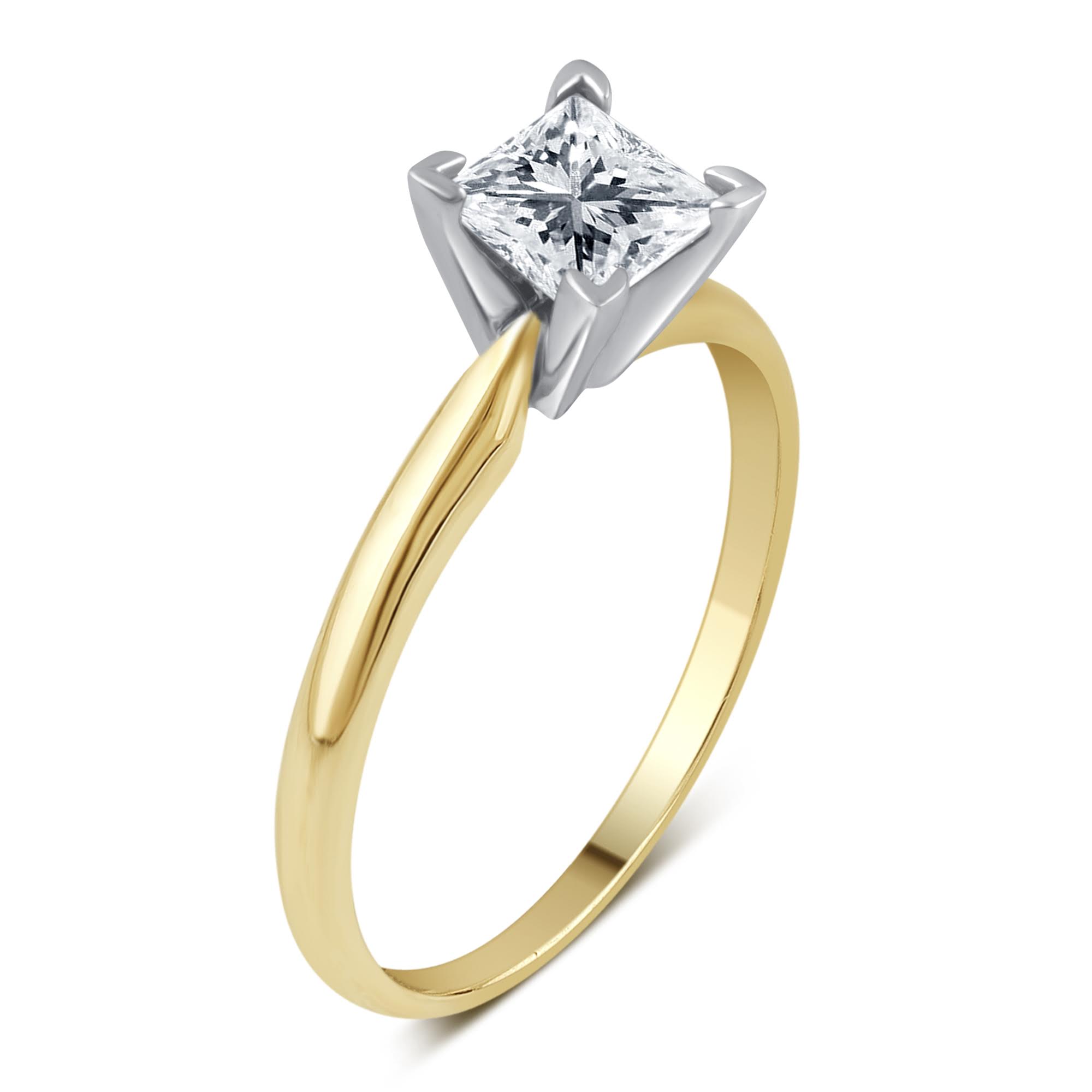 14k Yellow Gold Princess Cut Solitaire Diamond Engagement Promise Ring